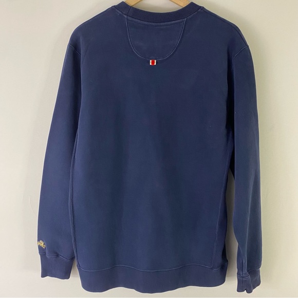 Tracksmith Navy Crewneck Sweater with Orange Detail - Picture 2 of 4